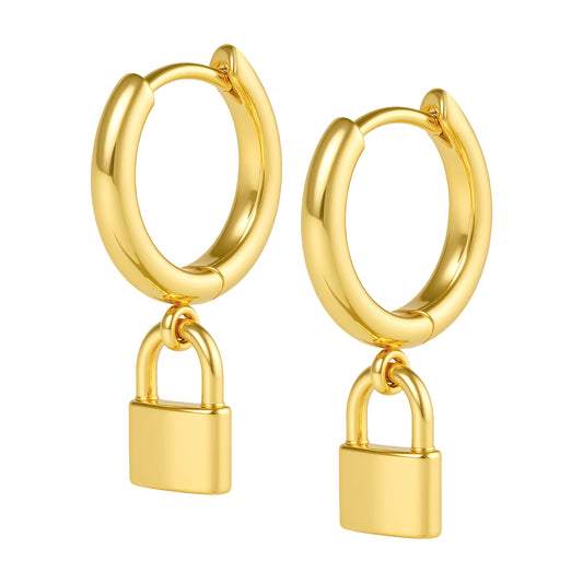 Gold Love Lock Earrings